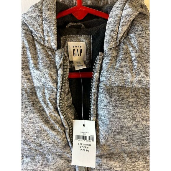 Baby gap 6-12m down fill snowsuit mittens hood gray new - Picture 3 of 6